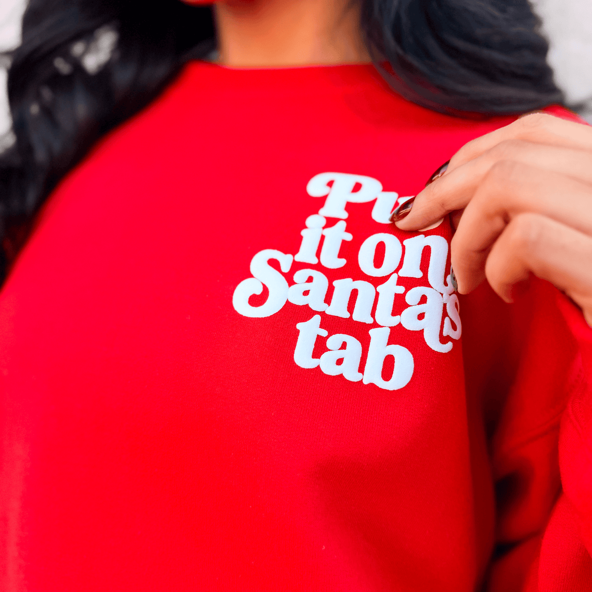 Santa's Tab Puff Print Sweatshirt