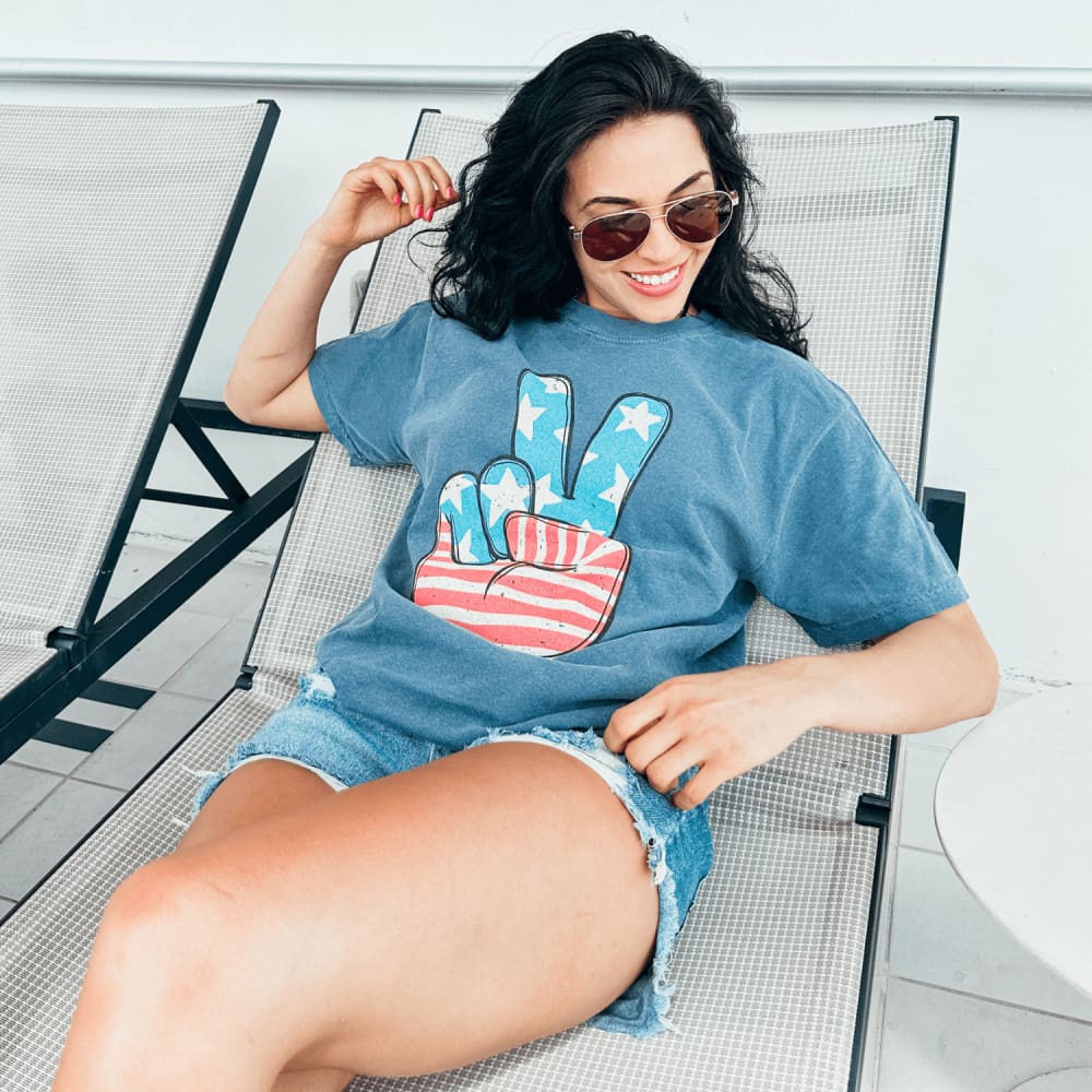 American Flag Peace Sign Tee - NEW