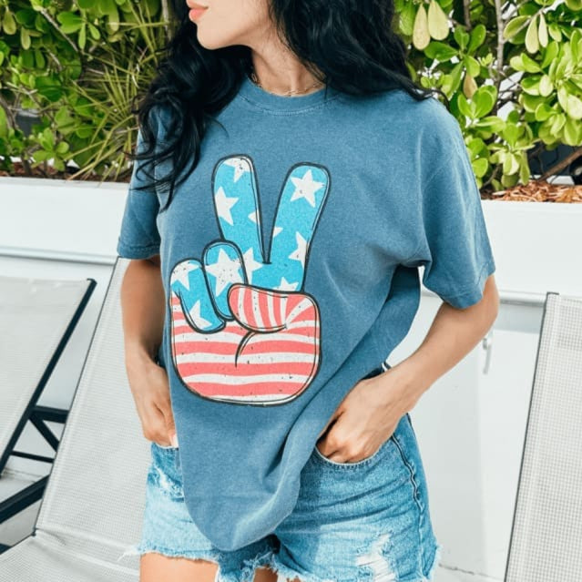 American Flag Peace Sign Tee - NEW