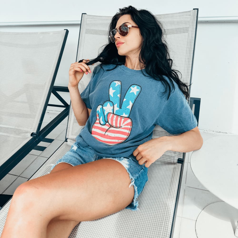 American Flag Peace Sign Tee - NEW