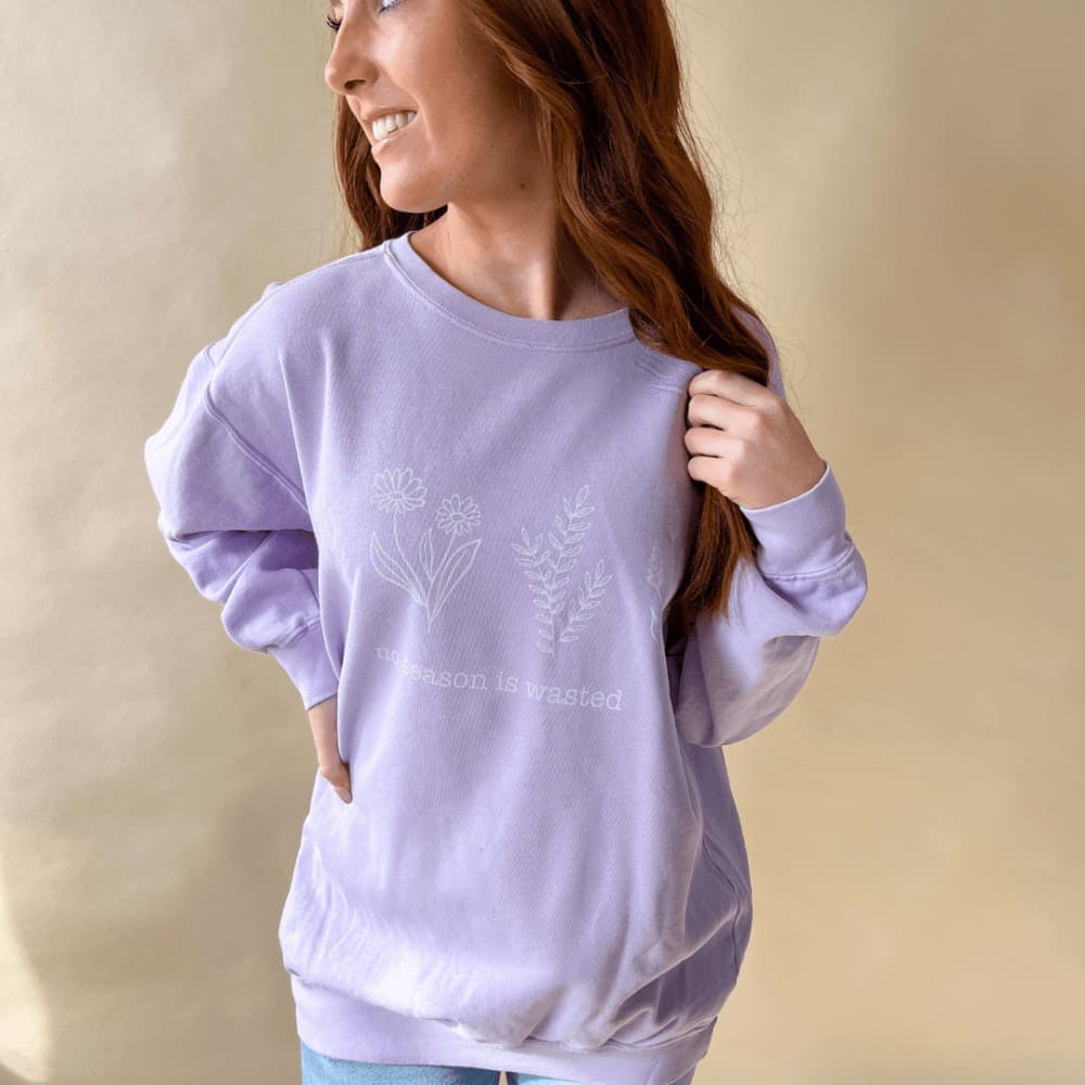 No Season Wasted Orchid Crewneck