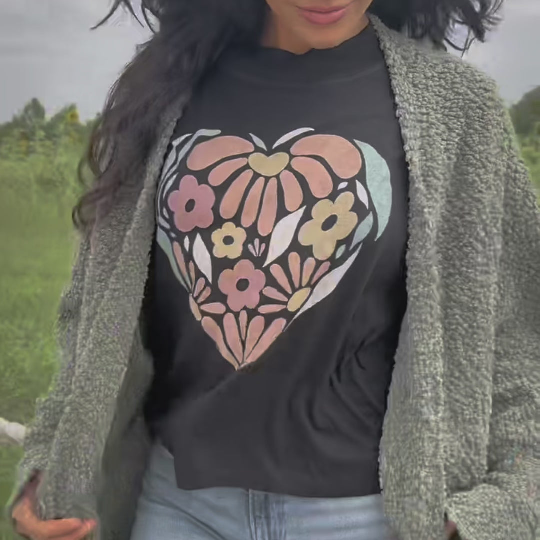 Pretty Peonies V-Neck Tee