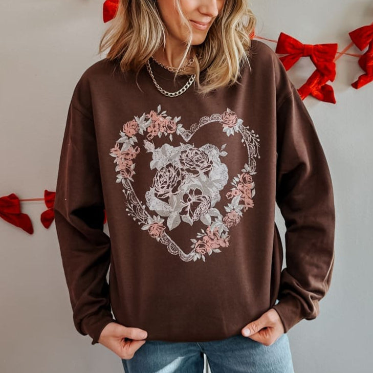 Rosy Heart Crewneck - Mommy Apparel
