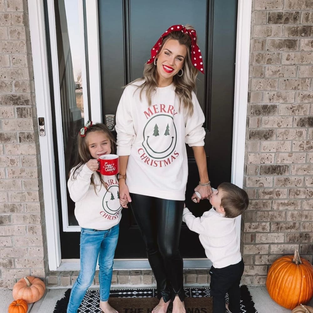 Smiley Face Christmas Corded Crew - NEW