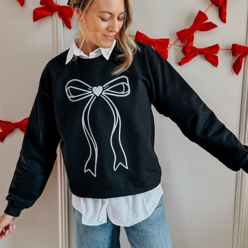 Sweetheart Bow Crewneck - Mommy Apparel