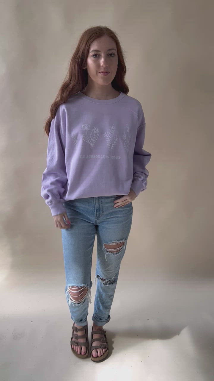 No Season Wasted Orchid Crewneck