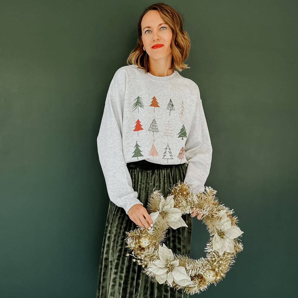 12 Christmas Trees Sweatshirt