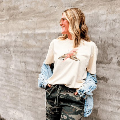 model wearing Wild Lightning Tee