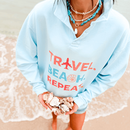 Travel, Beach, Repeat! Collegiate Crewneck