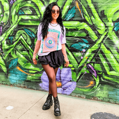 model wearing Protect Your Energy Tee