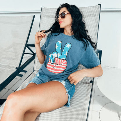 American Flag Peace Sign Tee - NEW