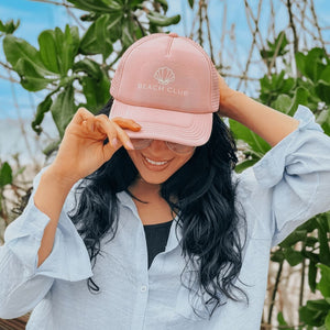 Beach Club Mesh Trucker Hat - Dusty Rose