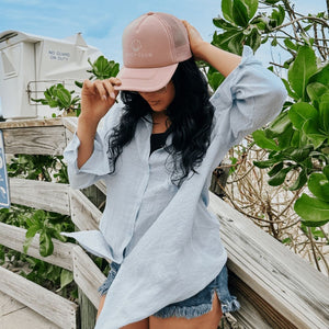 Beach Club Mesh Trucker Hat - Dusty Rose