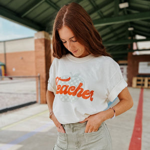 Checkerboard Apple Teacher Tee - NEW