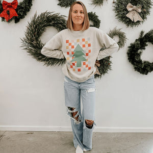 Colorful Checkerboard Tree Sweatshirt