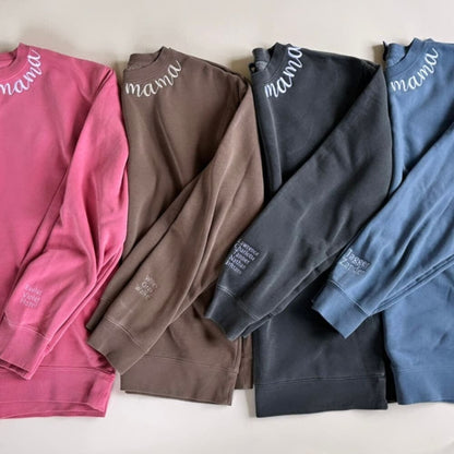 Custom Mama Embroidered Crewneck - Pink