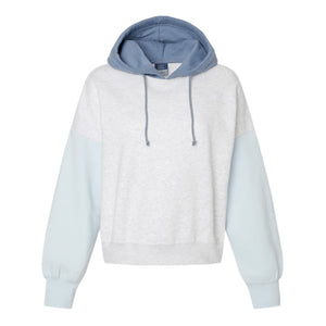Fleece Color Block Cropped Hoodie - Small / Arctic Blue