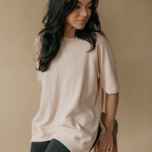 French Terry Short Sleeve Pullover - Small / Pink