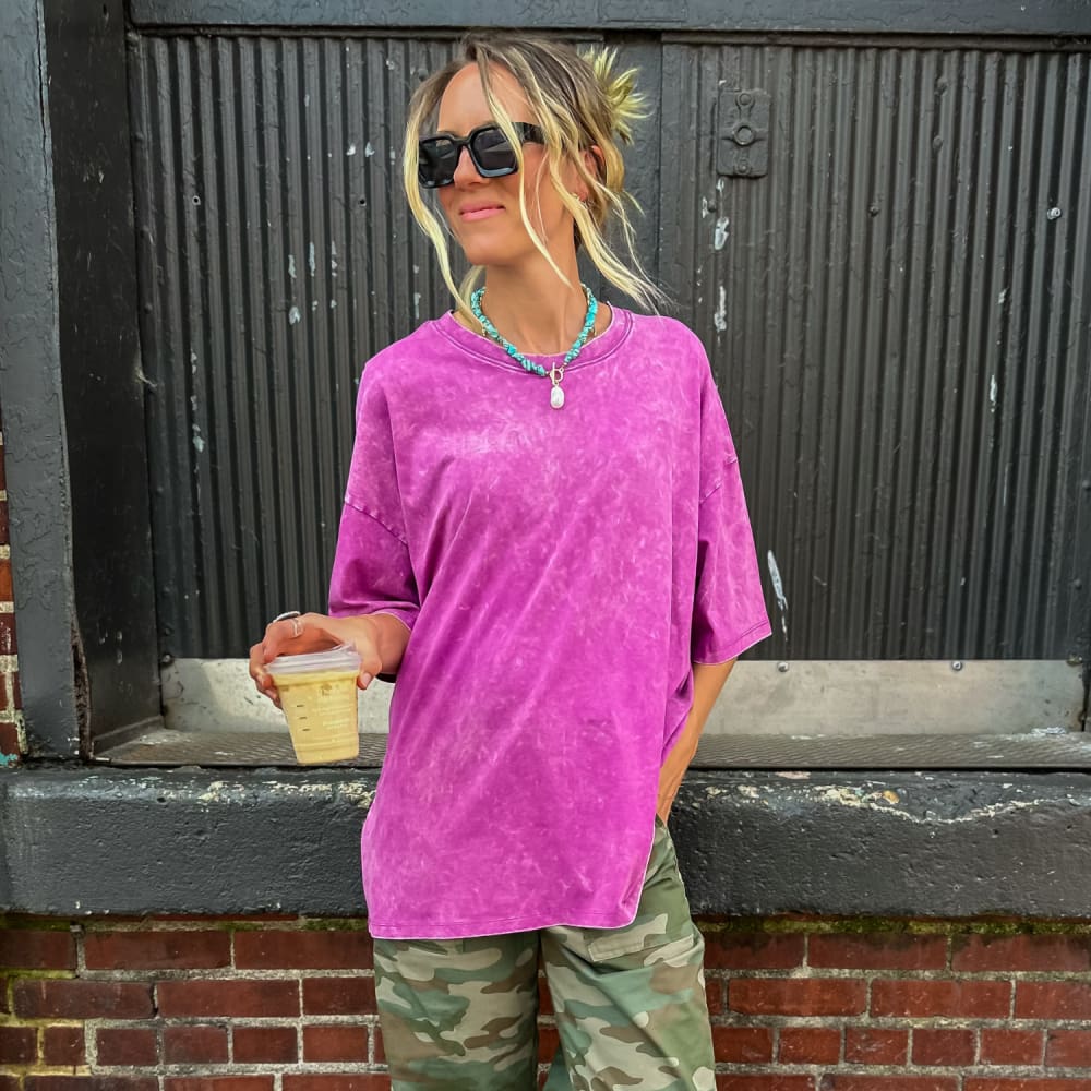 Lainey Oversized Tee - Raspberry