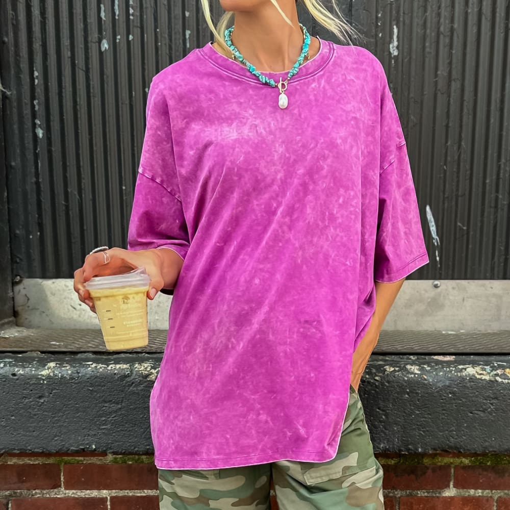 Lainey Oversized Tee - Raspberry