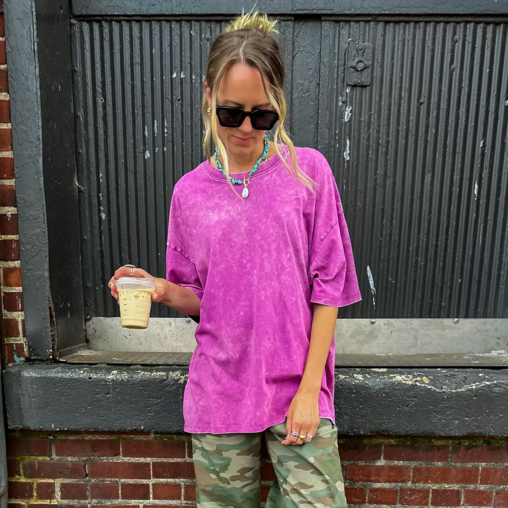 Lainey Oversized Tee - Raspberry