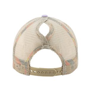 Retro Stripe Smiley Ponytail Hat - Lavender