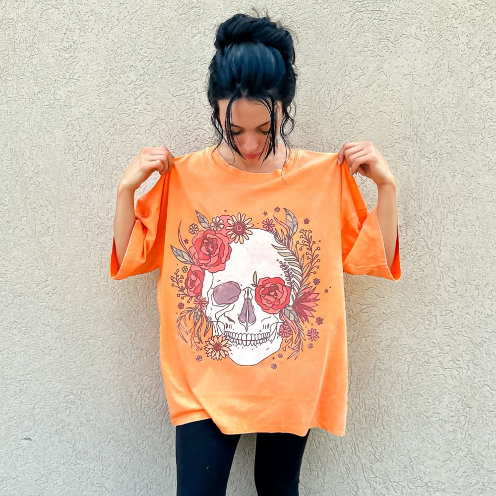Limited! Skull Flowers Oversized Tee