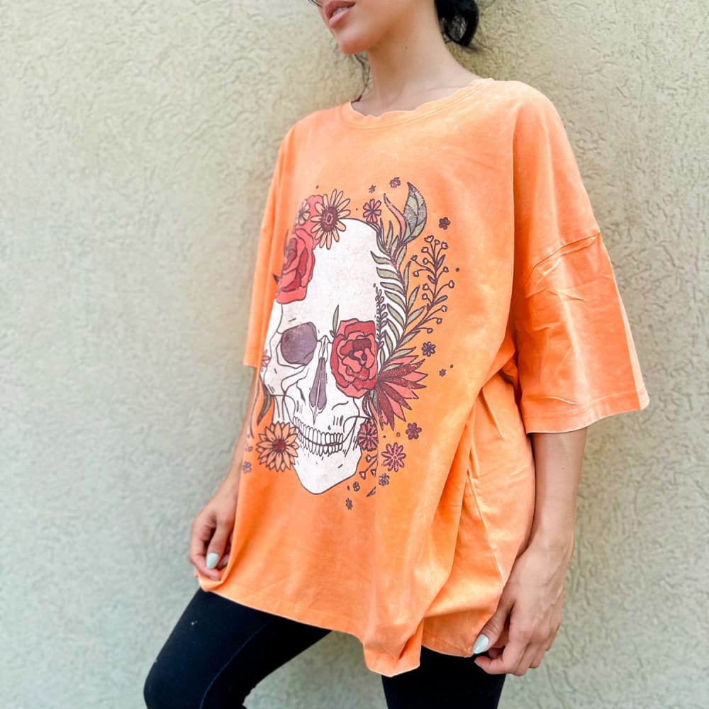 Limited! Skull Flowers Oversized Tee