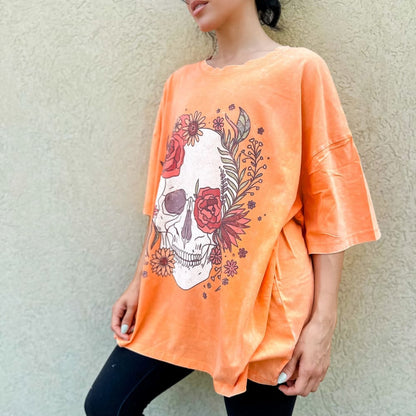 Limited! Skull Flowers Oversized Tee
