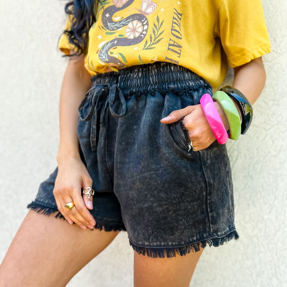 Millie Mineral Wash Shorts - Black