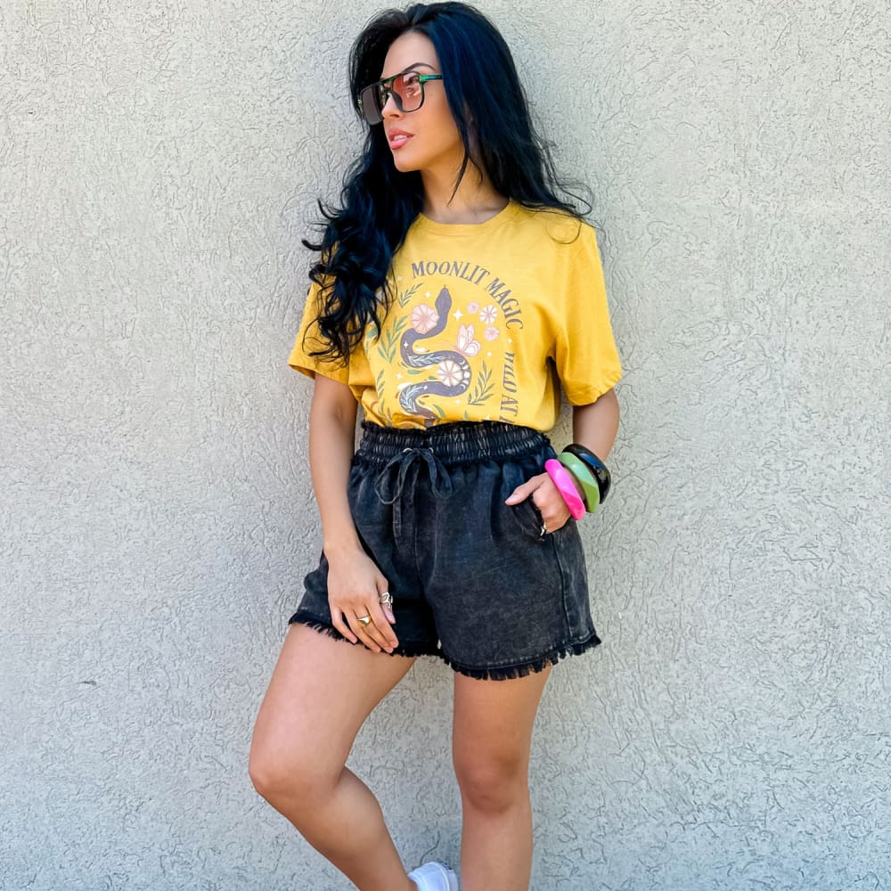Millie Mineral Wash Shorts - Black