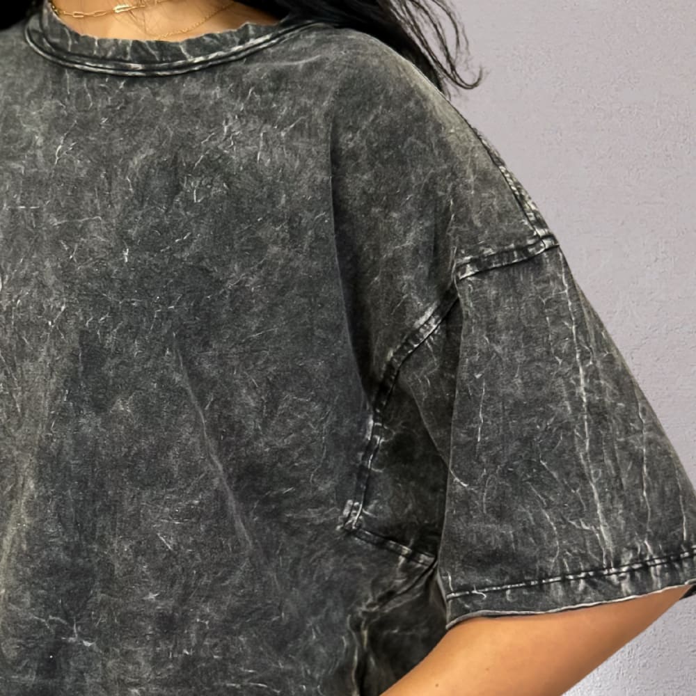 Miranda Oversized Cropped Tee - Black