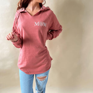 Mom Flower Embroidered Hoodie - Apparel