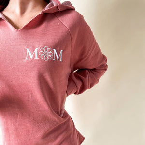 Mom Flower Embroidered Hoodie - Apparel