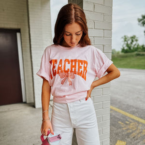 Orange Bow Teacher Tee - Blossom - NEW