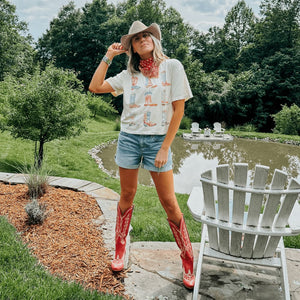 Patriotic Boots Cropped Tee - NEW