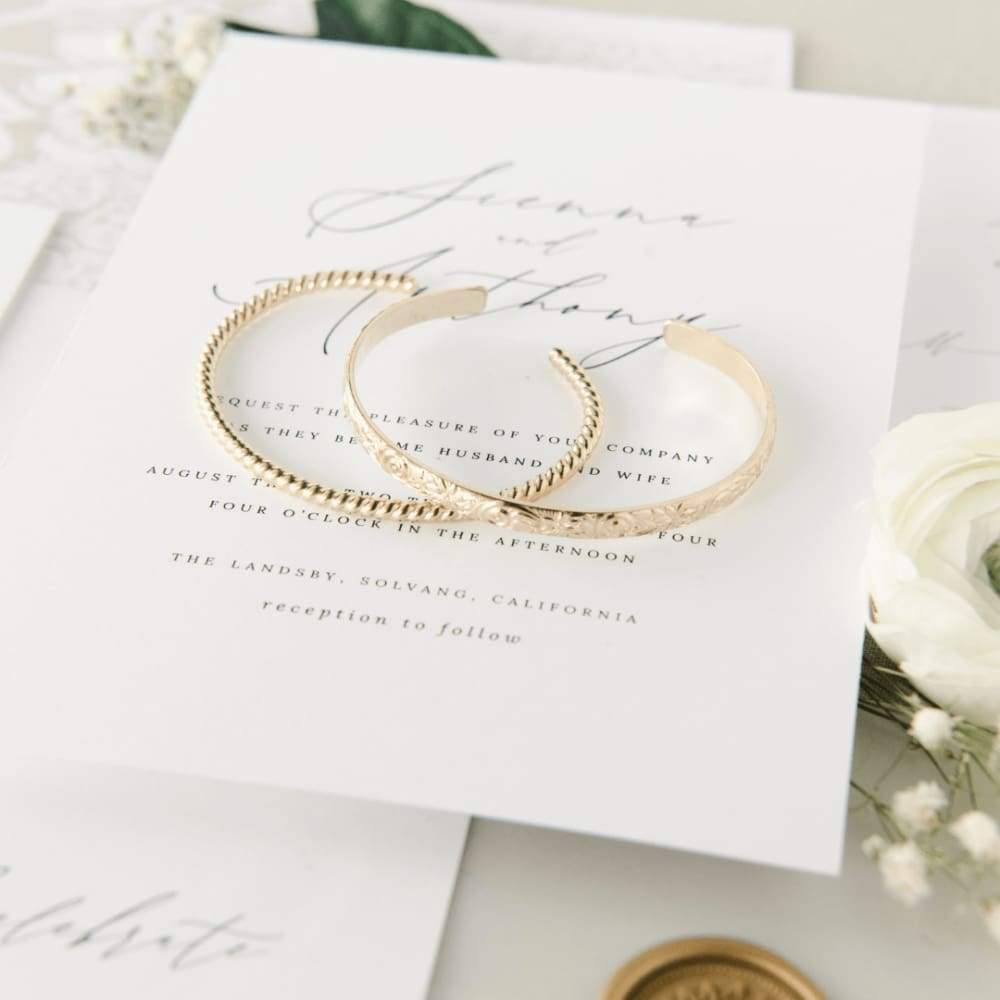 Personalized Gold Floral Bridal Set