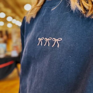 Pink Bows Embroidered Crewneck