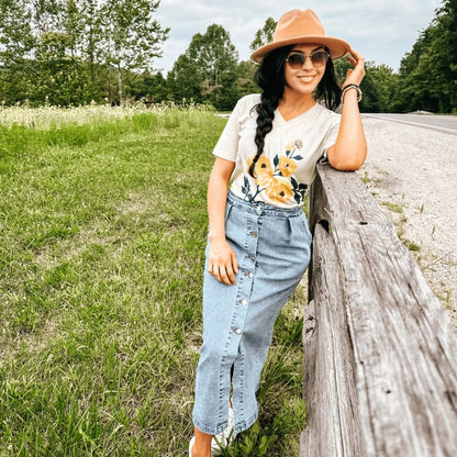 Yellow Flowers V-Neck Tee - Mommy Apparel