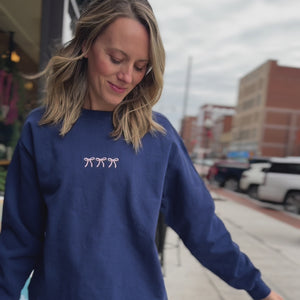 Pink Bows Embroidered Crewneck