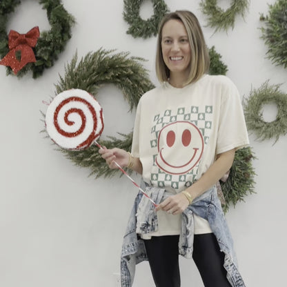 Christmas Checkerboard Smiley Tee
