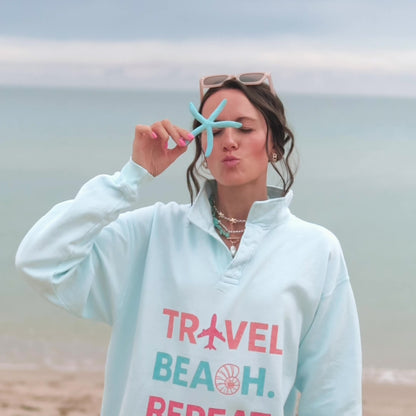 Travel, Beach, Repeat! Collegiate Crewneck