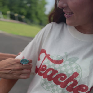 Checkerboard Apple Teacher Tee