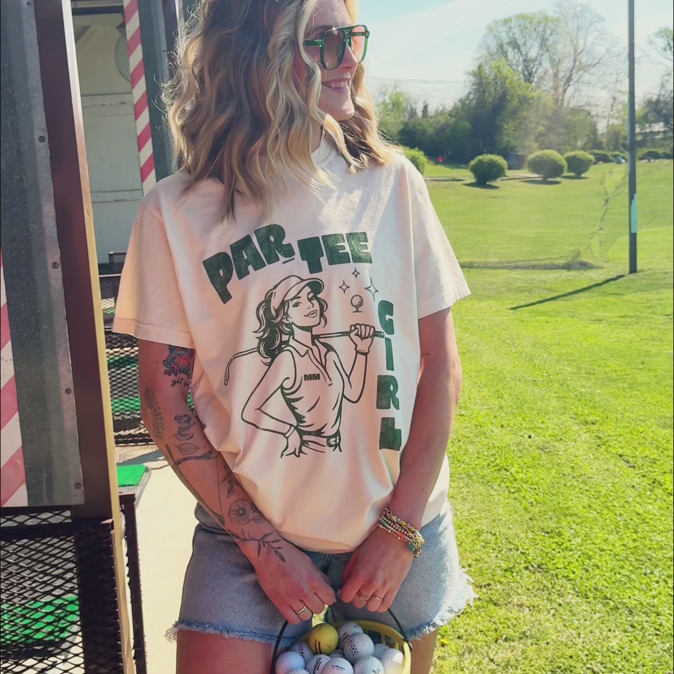 model wearing par-tee girl tee