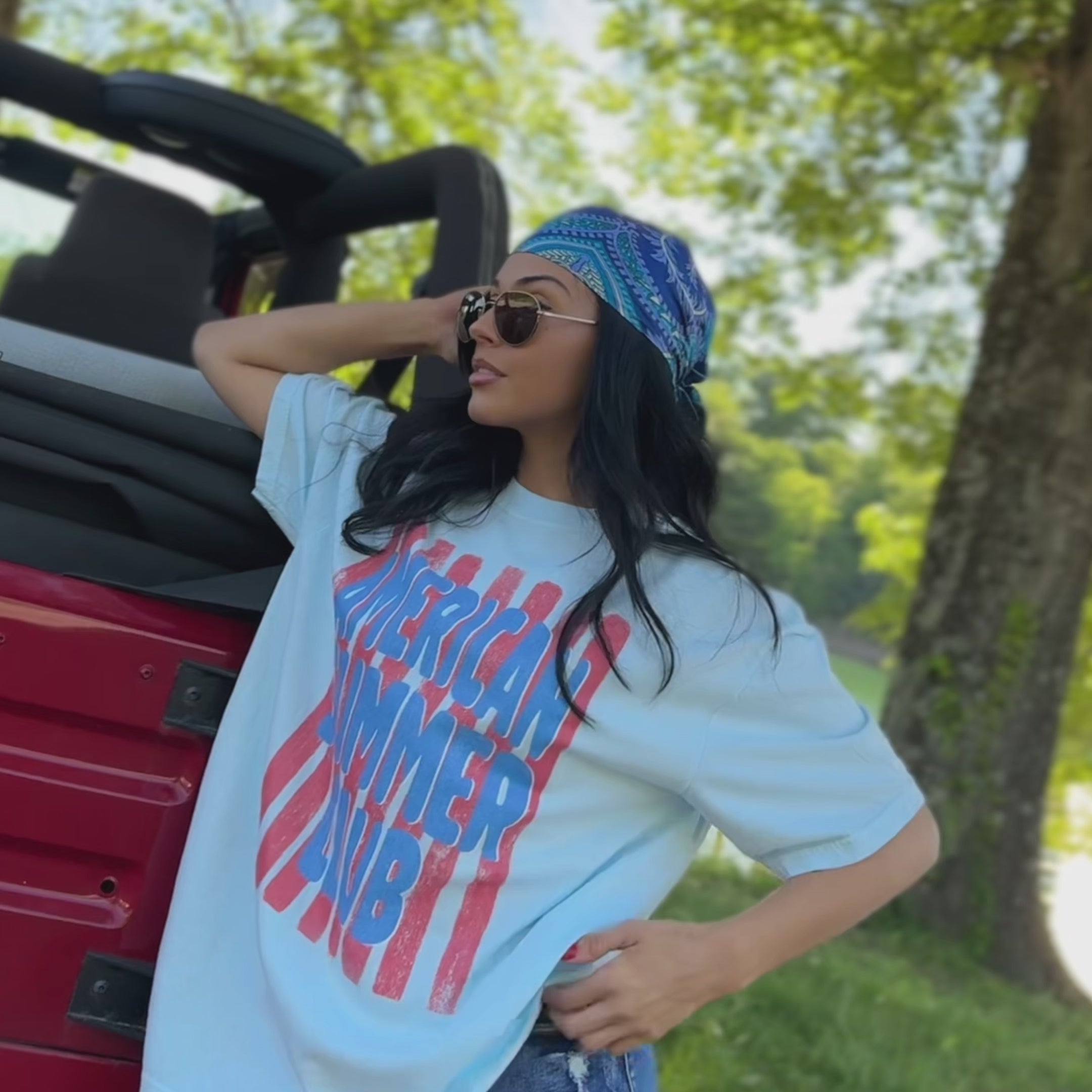 model wearing American Summer Club Tee