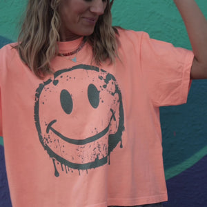 Spray Paint Smiley Cropped Tee