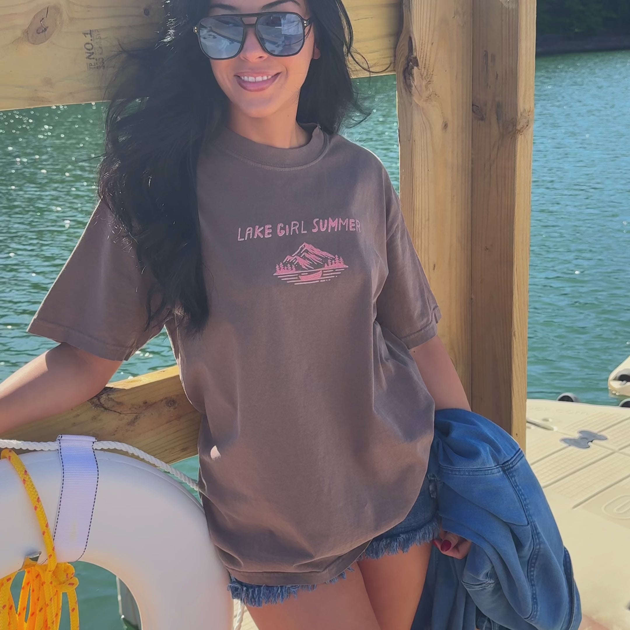 woman wearing late nights on the lake
