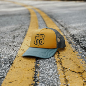 Route 66 Trucker Hat - Mustard Pine