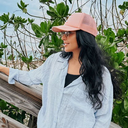 Salty Hair Mesh Trucker Hat - Dusty Rose