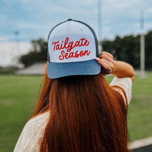 Tailgate Season Trucker Hat - White Navy